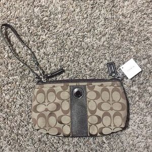 NWT Coach brown and Tan Wristlet